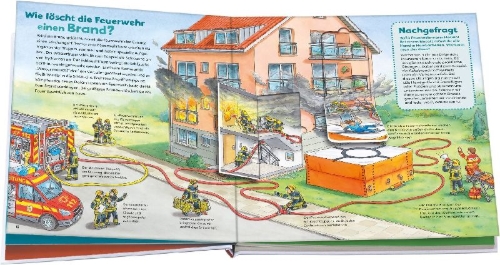 Buchcover und Innenansicht für das Buch: WAS IST WAS Junior Band 4. Feuerwehr
