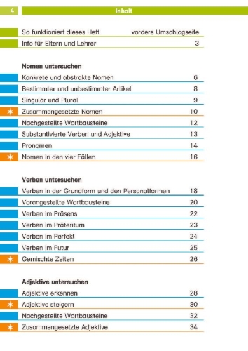 Buchcover und Innenansicht für das Buch: Die Deutsch-Helden Grammatik 4. Klasse. Deutsch in der Grundschule