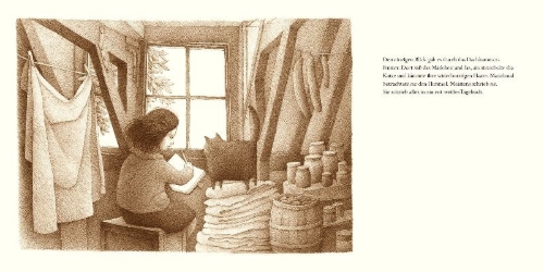 Buchcover und Innenansicht für das Buch: The Tree in the Courtyard. Looking Through Anne Frank's Window
