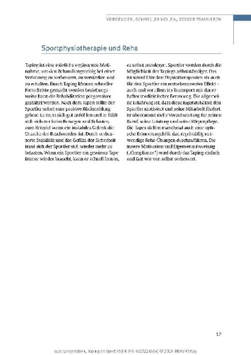 Buchcover und Innenansicht für das Buch: Taping im Sport