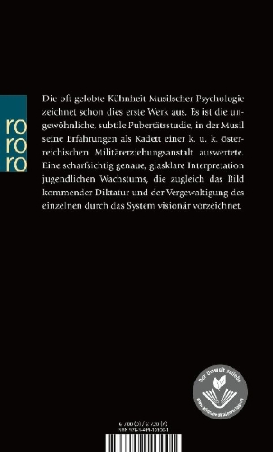 Buchcover und Innenansicht für das Buch: Die Verwirrungen des Zöglings Törleß
