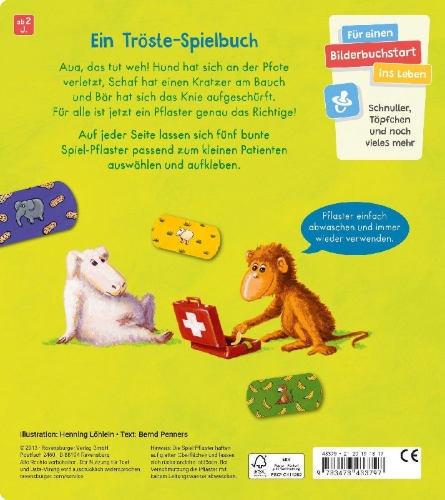 Buchcover und Innenansicht für das Buch: Pusten, trösten, Pflaster drauf!