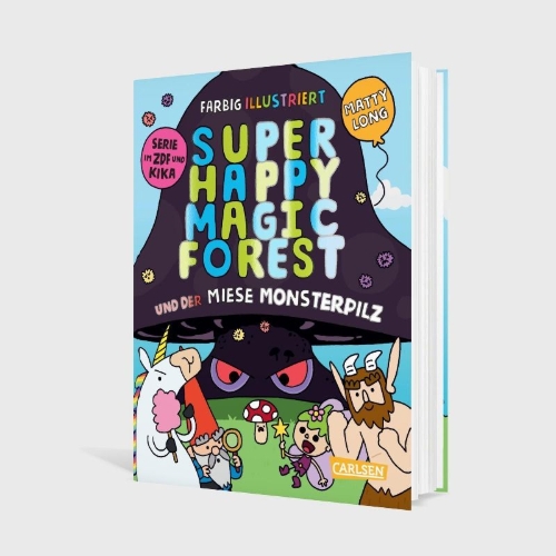 Buchcover und Innenansicht für das Buch: Super Happy Magic Forest and the Humongous Fungus