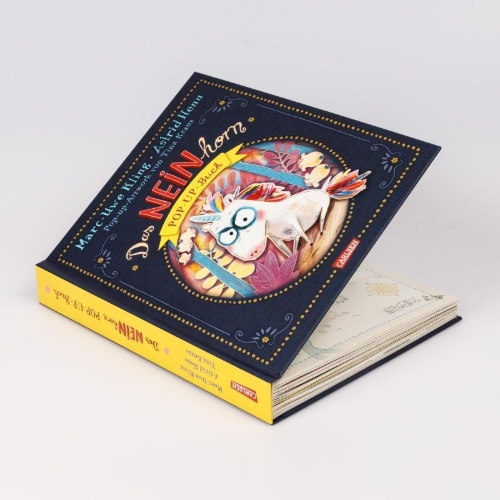 Buchcover und Innenansicht für das Buch: Das NEINhorn Pop-up-Buch