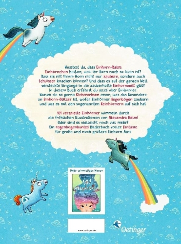 Buchcover und Innenansicht für das Buch: 101 Einhörner und alles, was du über sie wissen musst!