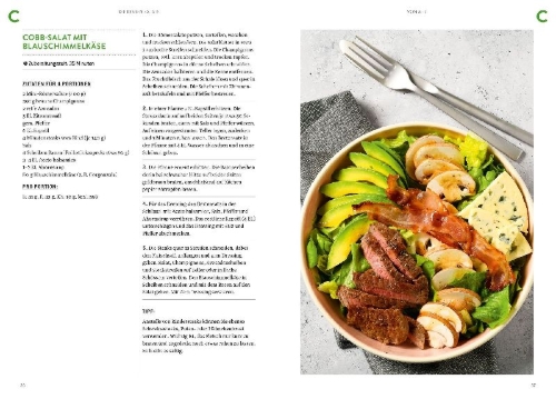 Buchcover und Innenansicht für das Buch: Die besten Salate von A-Z