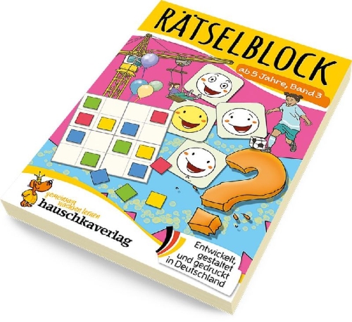 Buchcover und Innenansicht für das Buch: Rätselblock ab 5 Jahre - Band 3