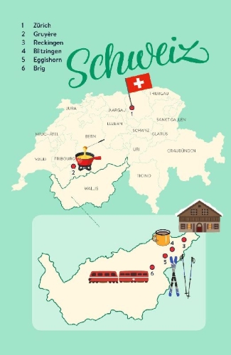 Buchcover und Innenansicht für das Buch: The Little Swiss Ski Chalet
