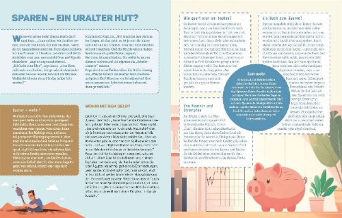Buchcover und Innenansicht für das Buch: Geld für Kids erklärt
