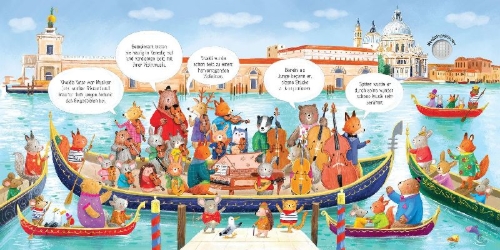 Buchcover und Innenansicht für das Buch: Mein Klassik-Klangbuch: Das Tierorchester spielt Vivaldi