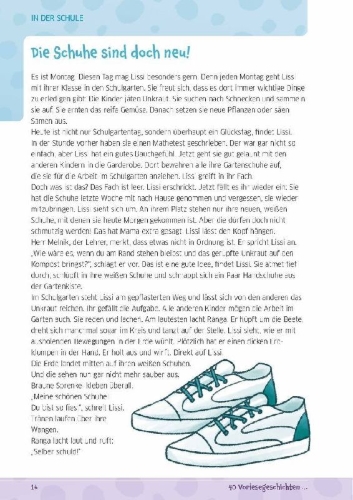 Buchcover und Innenansicht für das Buch: 40 Vorlesegeschichten zur Giraffensprache, ab 6 Jahre
