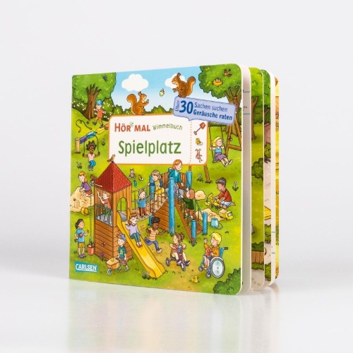 Buchcover und Innenansicht für das Buch: Hör mal (Soundbuch): Wimmelbuch: Spielplatz