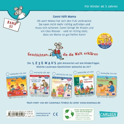Buchcover und Innenansicht für das Buch: Conni hilft Mama
