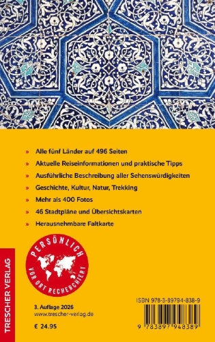 Buchcover und Innenansicht für das Buch: TRESCHER Reiseführer Zentralasien