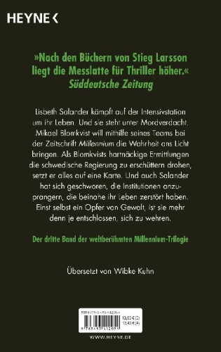 Buchcover und Innenansicht für das Buch: Luftslottet som sprängdes (Millennium 3)