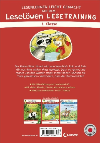 Buchcover und Innenansicht für das Buch: Leselöwen Lesetraining 1. Klasse - Tierfreunde halten zusammen