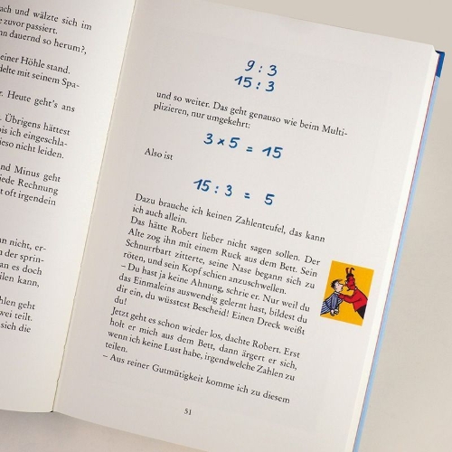 Buchcover und Innenansicht für das Buch: Der Zahlenteufel (Jubiläum 25 Jahre)