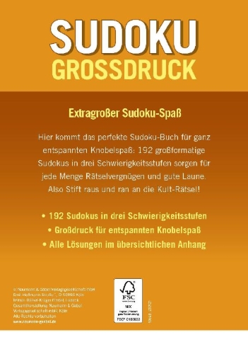 Buchcover und Innenansicht für das Buch: Sudoku Großdruck Band 2
