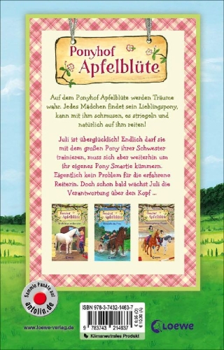 Buchcover und Innenansicht für das Buch: Ponyhof Apfelblüte (Band 21) - Doppeltes Glück für Juli