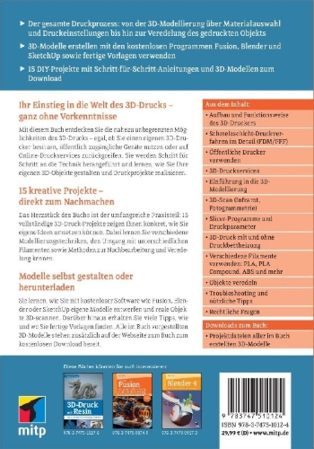 Buchcover und Innenansicht für das Buch: 3D-Druck