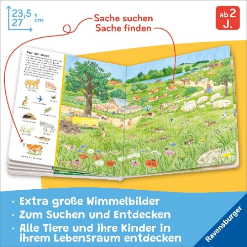 Buchcover und Innenansicht für das Buch: Mein großes Sachen suchen: Alle Tiere der Welt