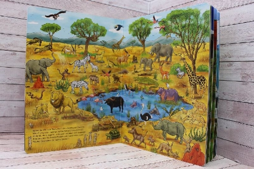 Buchcover und Innenansicht für das Buch: Das große Wimmelbuch der Tiere