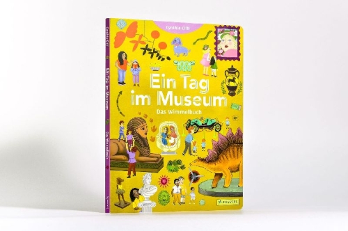 Buchcover und Innenansicht für das Buch: Ein Tag im Museum. Das Wimmelbuch