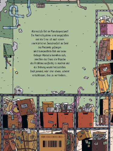 Buchcover und Innenansicht für das Buch: Le facteur de l'espace - Panique à la poste!