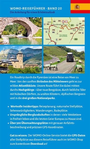 Buchcover und Innenansicht für das Buch: Entdeckertouren mit dem Wohnmobil Pyrenäen
