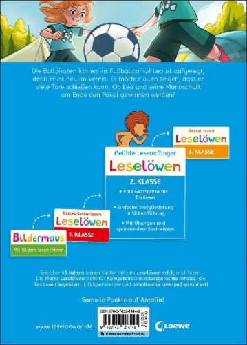Buchcover und Innenansicht für das Buch: Leselöwen 2. Klasse - Abenteuer im Fußballcamp