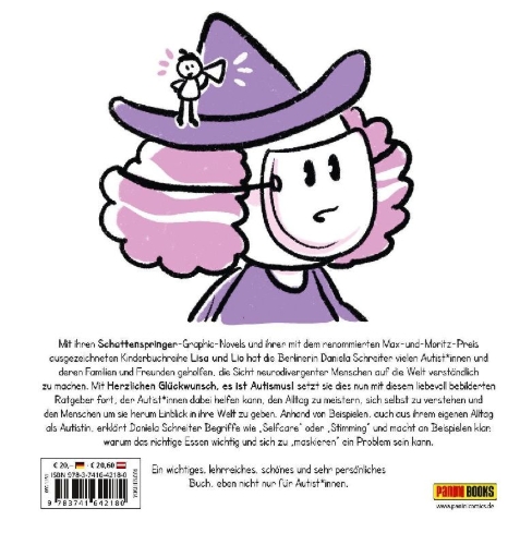 Buchcover und Innenansicht für das Buch: Herzlichen Glückwunsch, es ist Autismus! Selfcare-Tipps und mehr für neurodivergente Menschen