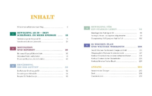 Buchcover und Innenansicht für das Buch: 50 & Fit