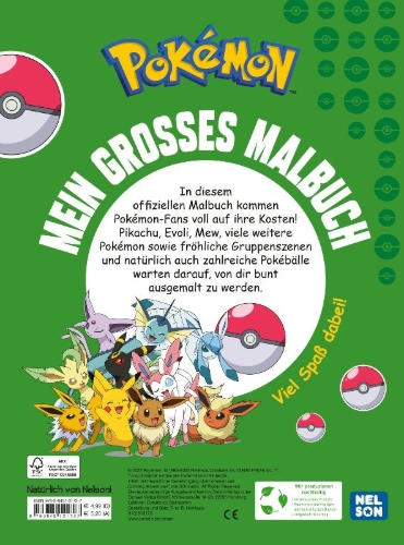 Buchcover und Innenansicht für das Buch: Pokémon Activity-Buch: Mein großes Malbuch