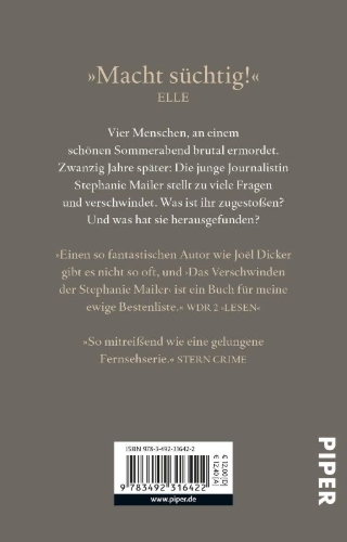 Buchcover und Innenansicht für das Buch: La Disparition de Stephanie Mailer
