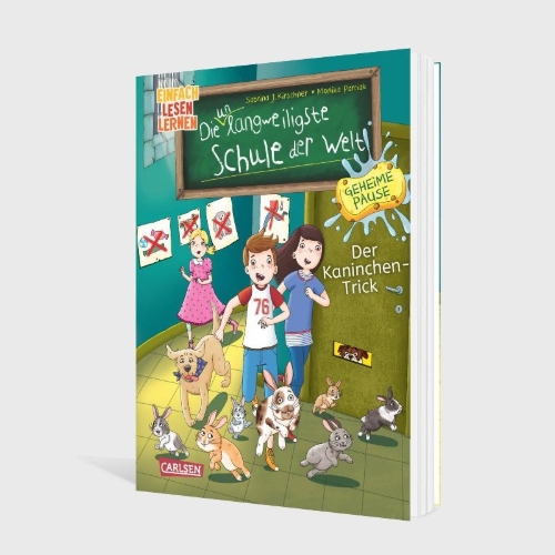 Buchcover und Innenansicht für das Buch: Die unlangweiligste Schule der Welt. Geheime Pause 3: Der Kaninchen-Trick