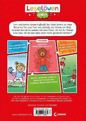 Buchcover und Innenansicht für das Buch: Leselöwen Comics 1. Klasse - Fußball, Tore, große Träume