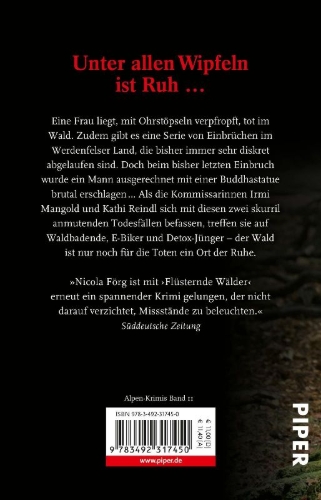 Buchcover und Innenansicht für das Buch: Flüsternde Wälder