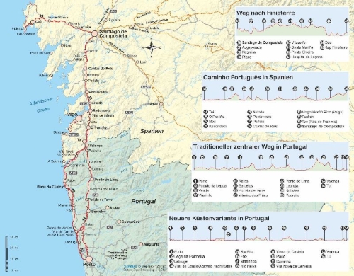 Buchcover und Innenansicht für das Buch: Portugal Spanien: Jakobsweg Caminho Português von Porto nach Santiago und Finisterre