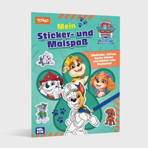 Buchcover und Innenansicht für das Buch: PAW Patrol Mitmachbuch: Mein Sticker- und Malspaß