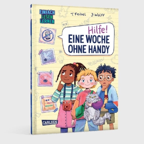 Buchcover und Innenansicht für das Buch: Hilfe! Eine Woche ohne Handy