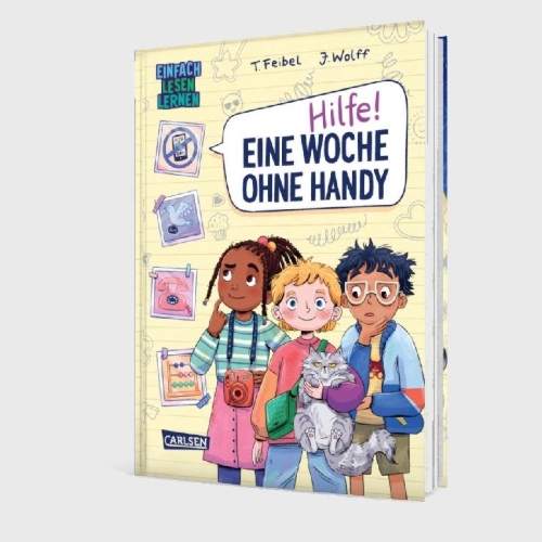 Buchcover und Innenansicht für das Buch: Hilfe! Eine Woche ohne Handy