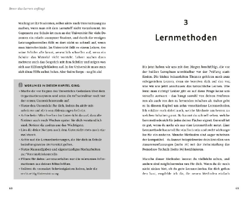 Buchcover und Innenansicht für das Buch: Richtig lernen. Dein Guide für Schule und Studium