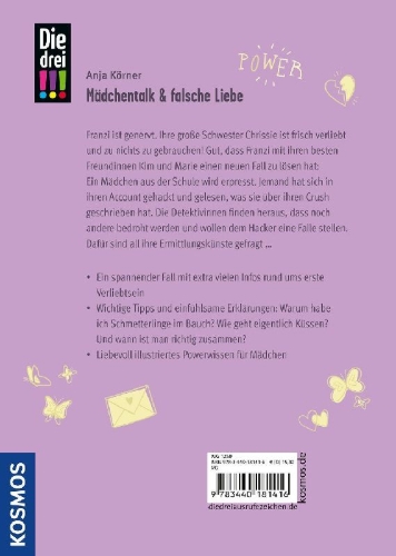 Buchcover und Innenansicht für das Buch: Die drei !!!, Mädchentalk & falsche Liebe
