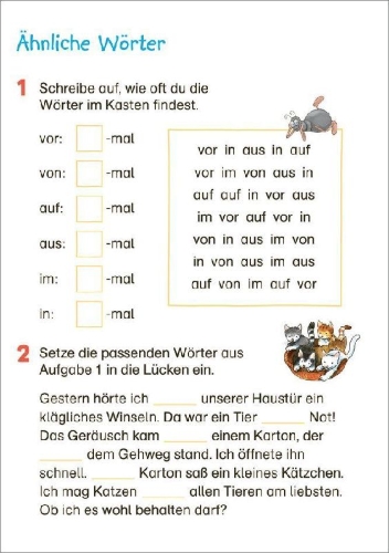 Buchcover und Innenansicht für das Buch: Fit für Deutsch 2. Klasse. Mein 5-Minuten-Block
