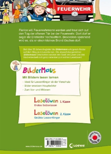 Buchcover und Innenansicht für das Buch: Bildermaus - Feuerwehrmann für einen Tag