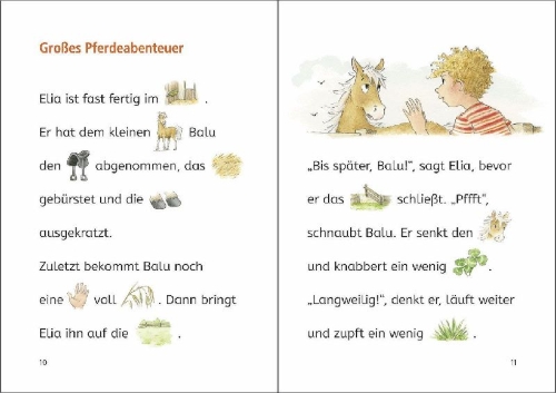 Buchcover und Innenansicht für das Buch: Lesenlernen in 3 Schritten - Die schönsten Pferdegeschichten