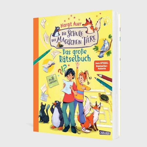 Buchcover und Innenansicht für das Buch: Die Schule der magischen Tiere Beschäftigung: Das große Rätselbuch