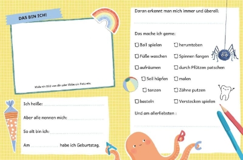 Buchcover und Innenansicht für das Buch: Der Ernst des Lebens: Mein Album vom 1. Schultag