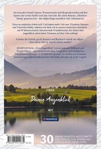 Buchcover und Innenansicht für das Buch: KOMPASS Dein Augenblick Allgäu