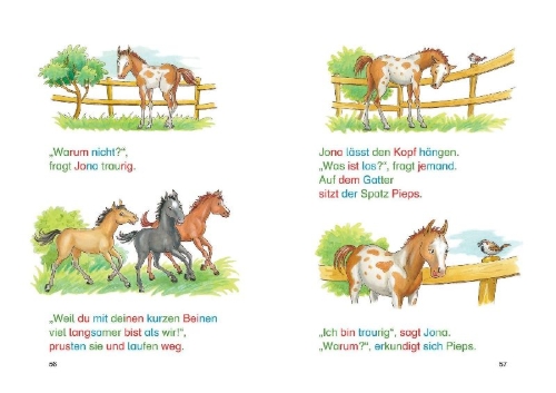 Buchcover und Innenansicht für das Buch: Leselöwen - Das Original - Die schönsten Silbengeschichten vom Reiterhof zum Lesenlernen
